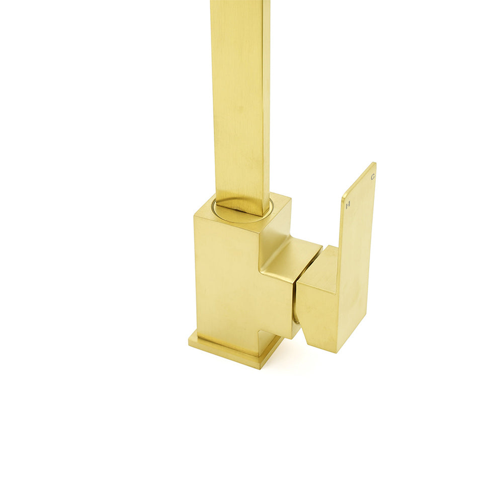 WELS Brushed Gold Gooseneck 360º Swivel Laundry Sink Kitchen Mixer Faucet Tap