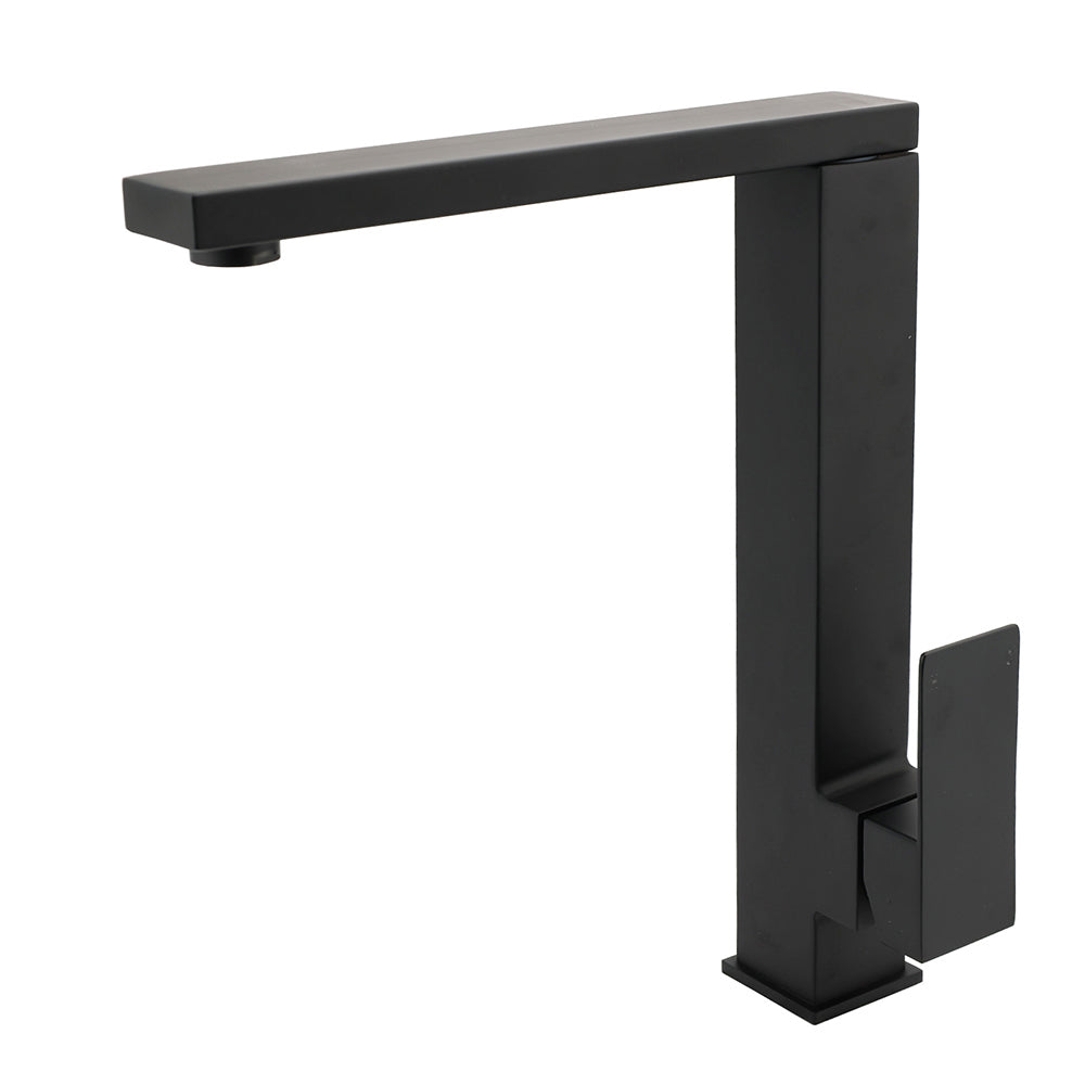 WELS Black 7.5L/m Kitchen Mixer 360º Swivel Laundry Sink Tap Faucet Square Set