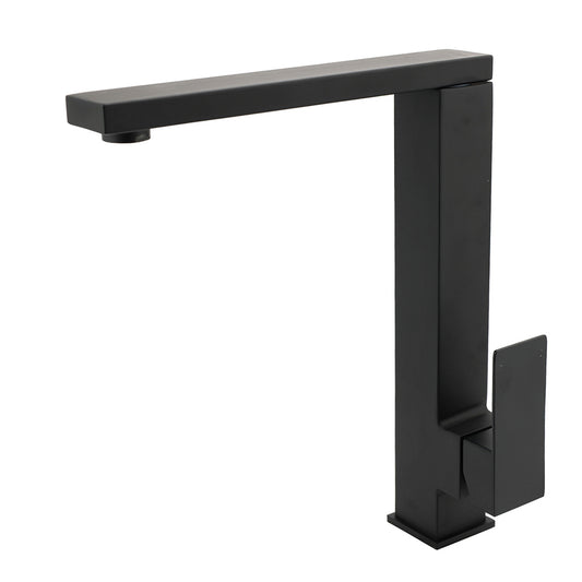 WELS Black 7.5L/m Kitchen Mixer 360º Swivel Laundry Sink Tap Faucet Square Set