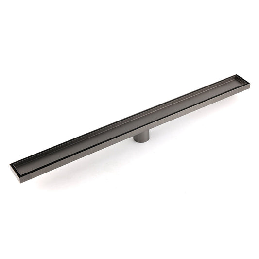 Gun Metal Tile Insert 600mm Linear Shower Grate Floor Drain 50mm Waste Outlet