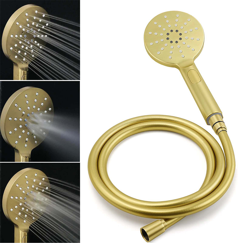 WELS Brushed Gold Dual Shower Set Large Round 12" Rain Head Handheld Silde Wall Rail Arm Taps