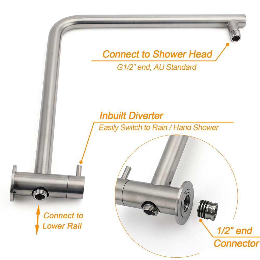 Brushed Nickel Dual Shower Set Sliding Rail Arm 8" Round Head Handheld Twin Taps Valve