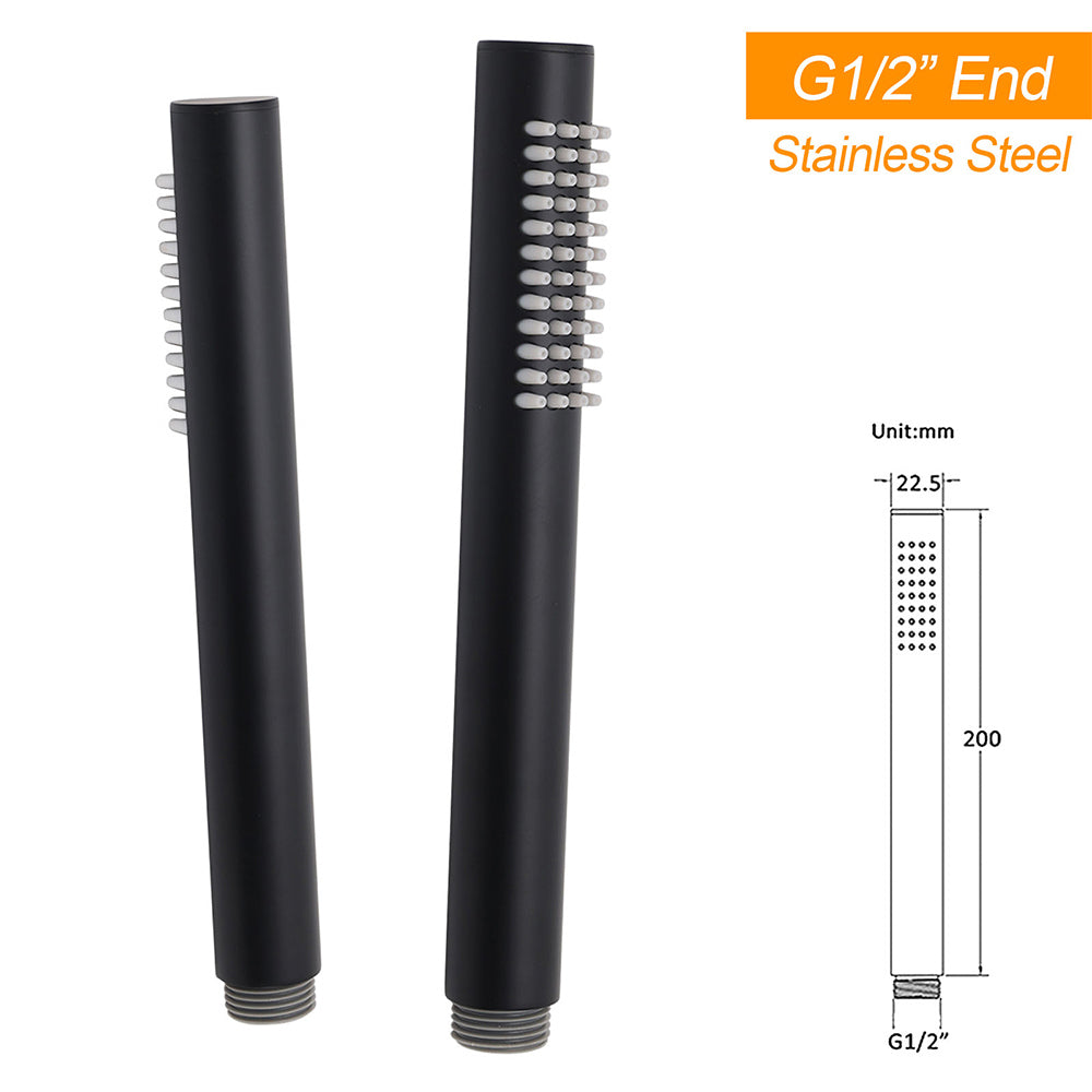 WELS Matt Black 2in1 Shower 8" Round Head Set 1 Mode Handheld Rose Sliding Rail Elbow Inlet