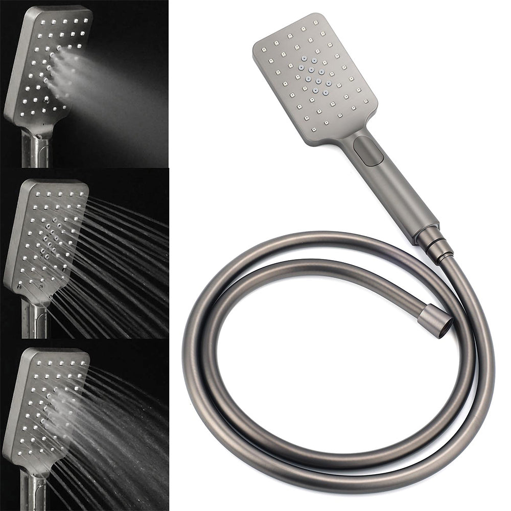 WELS Gun Metal 2in1 Shower Set Square 12" Rainfall Head Handheld Adjustable Silde Rail Combo