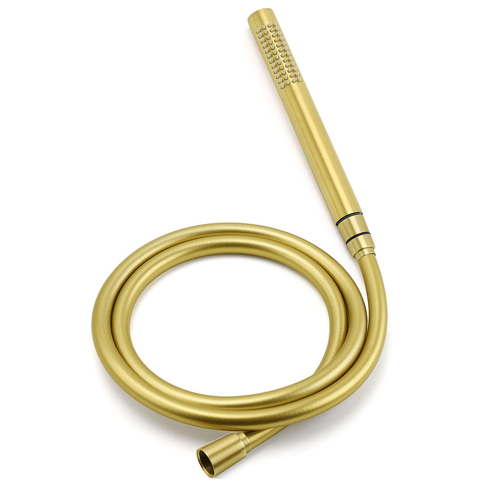 Brushed Gold Twin Shower 8" Round Head Single Mode Handheld Rose Sliding Rail Small Face Mixer Set
