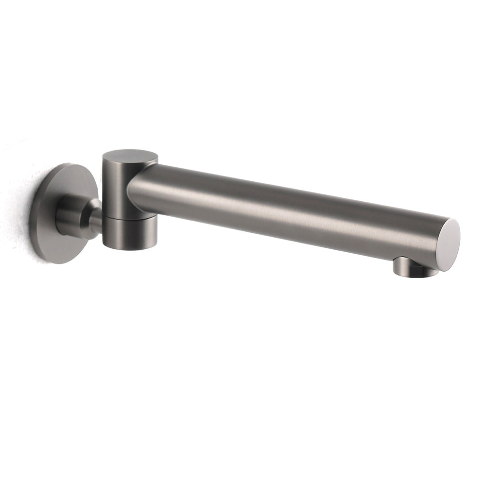 Gun Metal Round Wall Mounted 180 Swivel Bathtub Faucet Water Outlet Vanity Spout