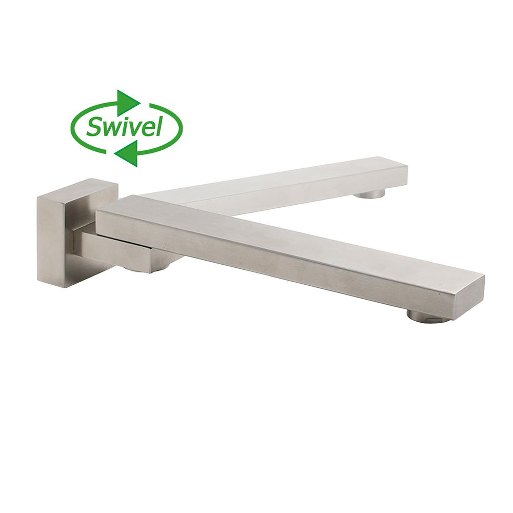 Brushed Nickel Square Stainless Steel Swivel Spout Bathtub Bubble Faucet Outlet