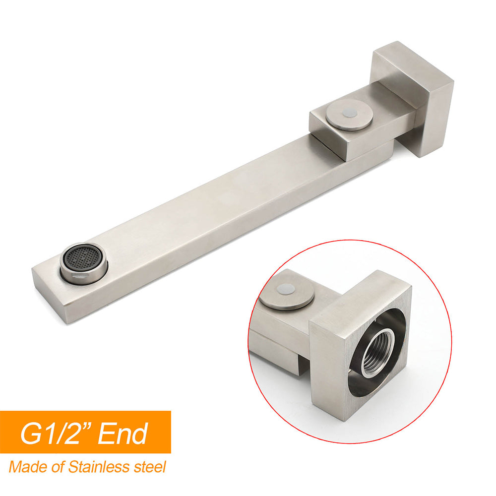 Brushed Nickel Square Stainless Steel Swivel Spout Bathtub Bubble Faucet Outlet