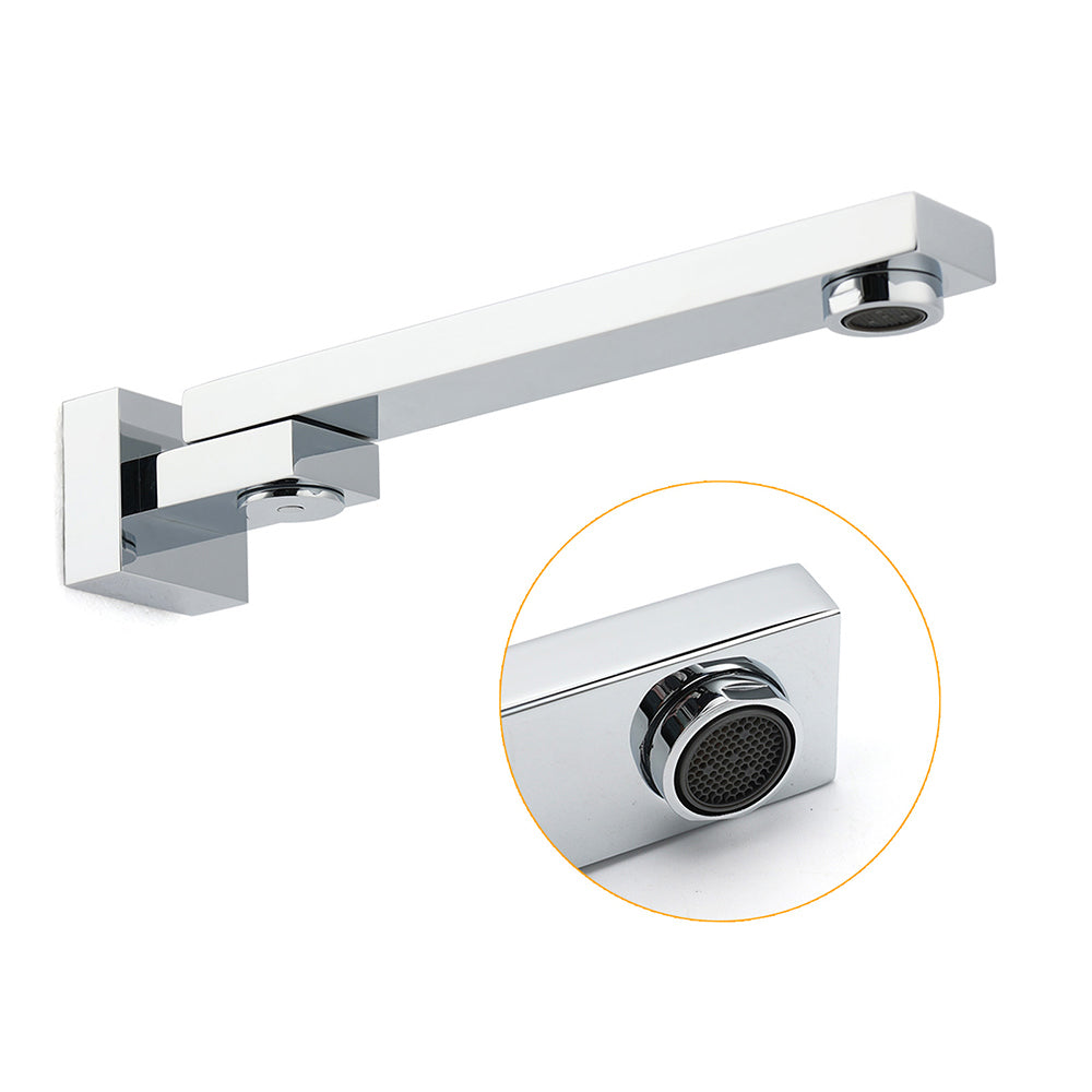 Chrome Square Stainless Steel Shower Bathtub Water Spout Faucet Outlet Tap 180° Swivel Set