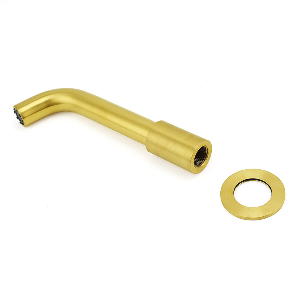 Brushed Gold Round Swivel Bathtub Spout Basin Faucet Bubble Water Outlet Curve