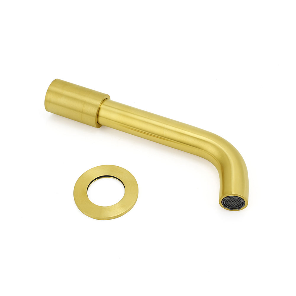 Brushed Gold Round Swivel Bathtub Spout Basin Faucet Bubble Water Outlet Curve
