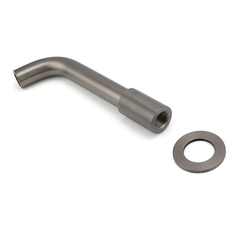 Gun Metal Grey Round Bathtub Spout Basin Curve Faucet Bubble Water Outlet 304SUS