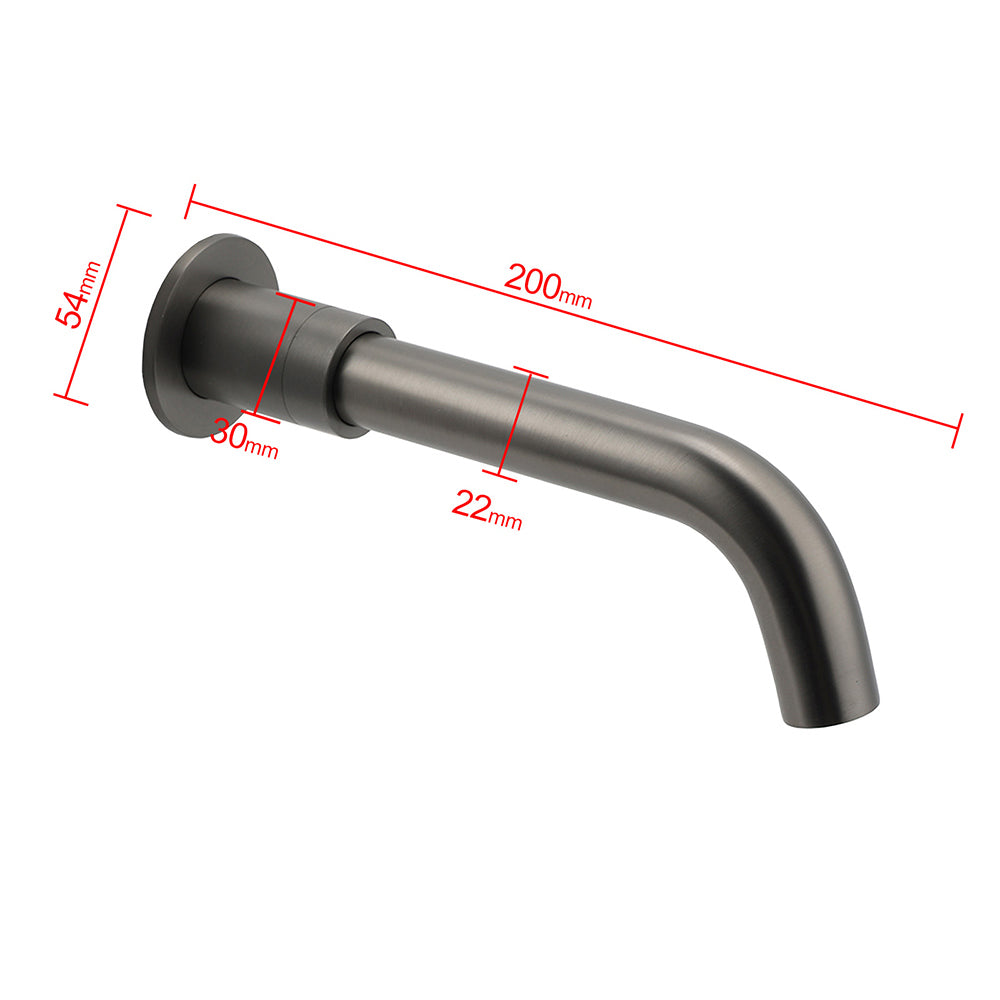 Gun Metal Grey Round Bathtub Spout Basin Curve Faucet Bubble Water Outlet 304SUS