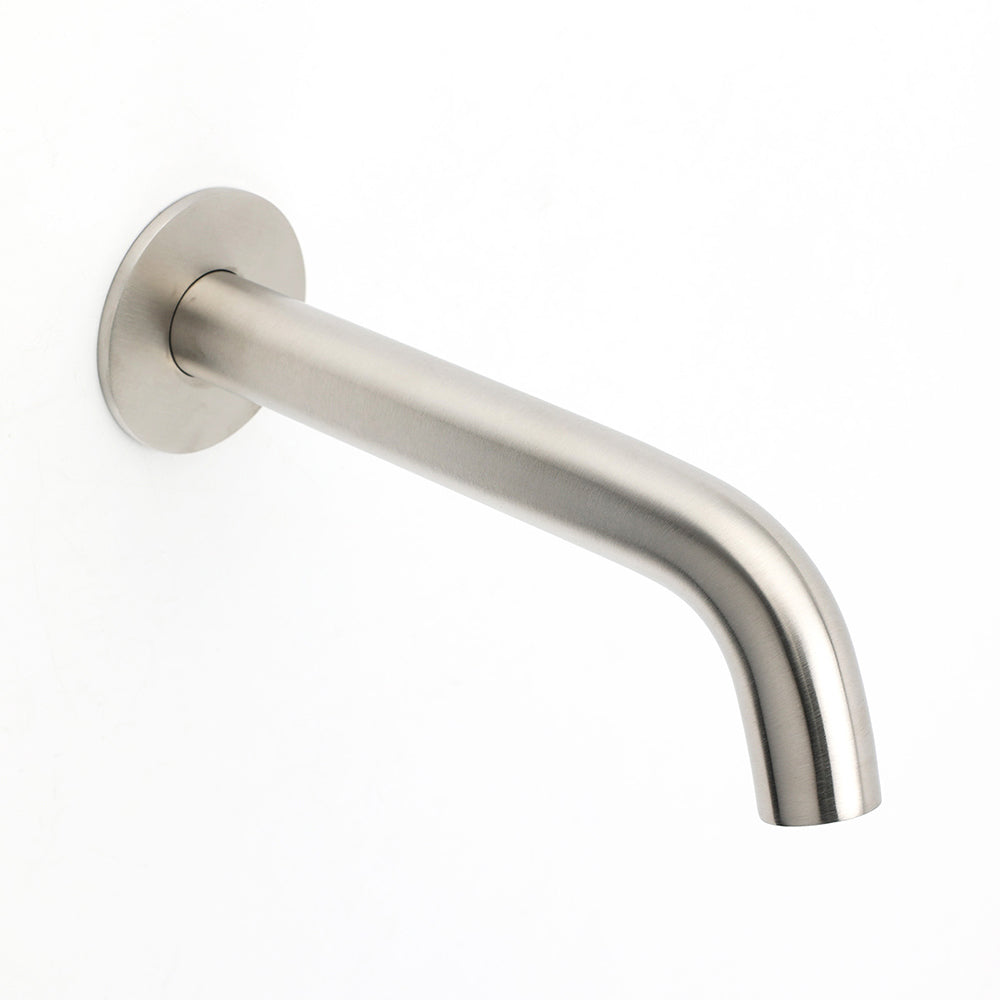 Brushed Nickel Round Curve Basin Bubble Faucet Water Outlet Bath Tub Wall Spout