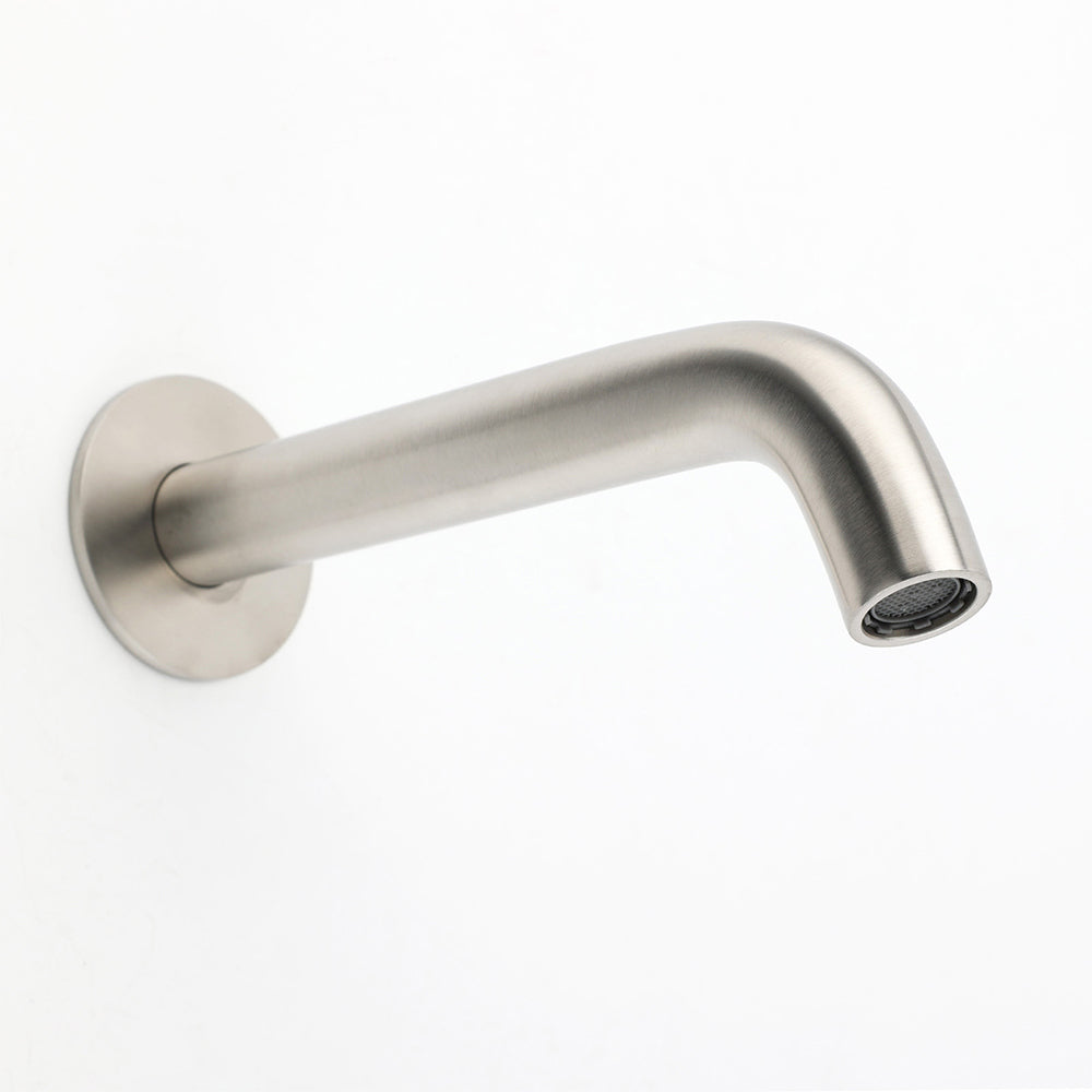 Brushed Nickel Round Curve Basin Bubble Faucet Water Outlet Bath Tub Wall Spout