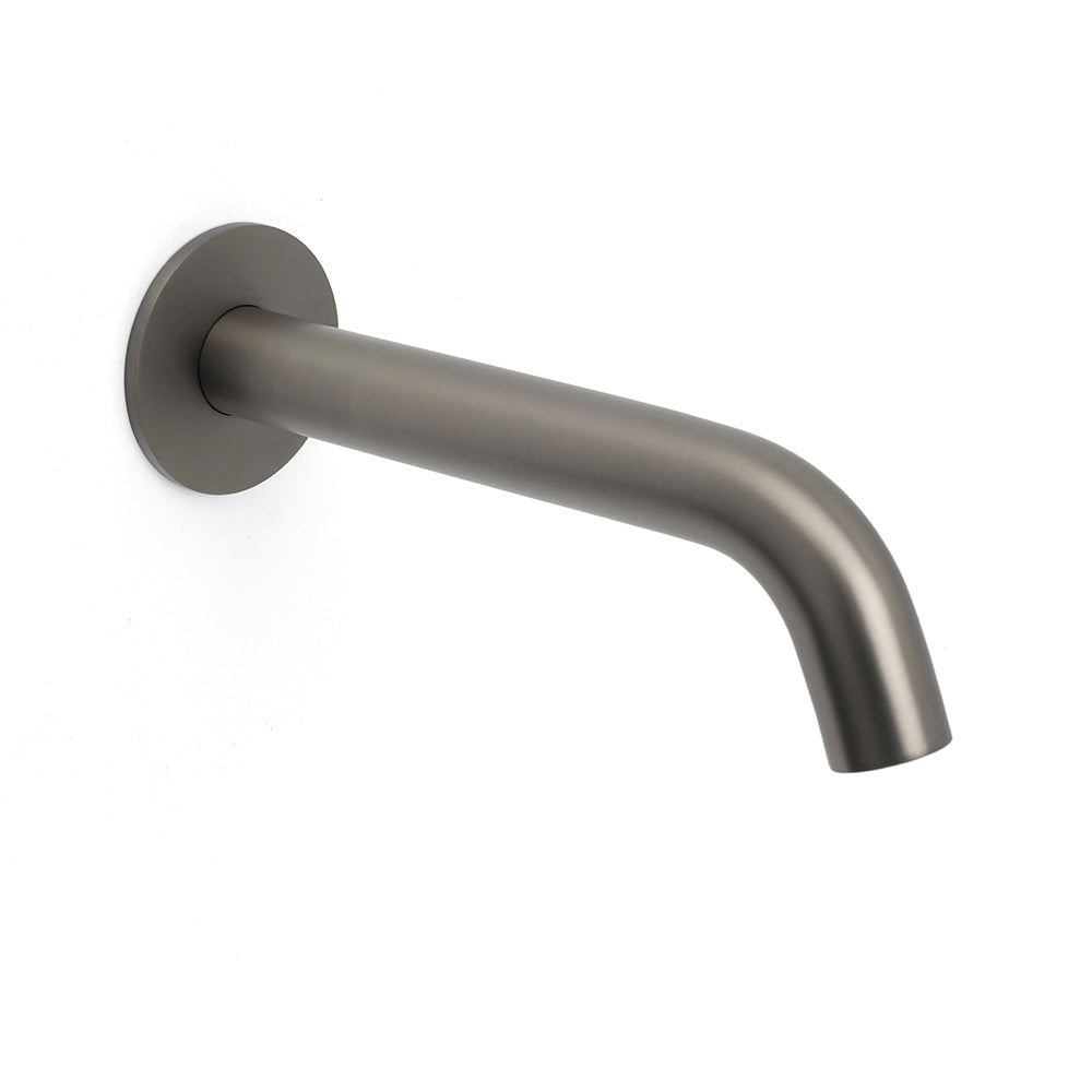 Gun Metal Grey Round Bathtub Spout Basin Curve Faucet Bubble Wall Mounted Outlet