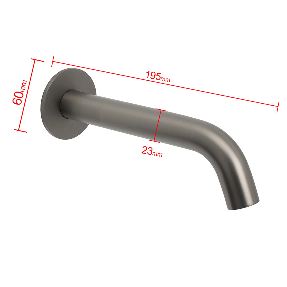 Gun Metal Grey Round Bathtub Spout Basin Curve Faucet Bubble Wall Mounted Outlet
