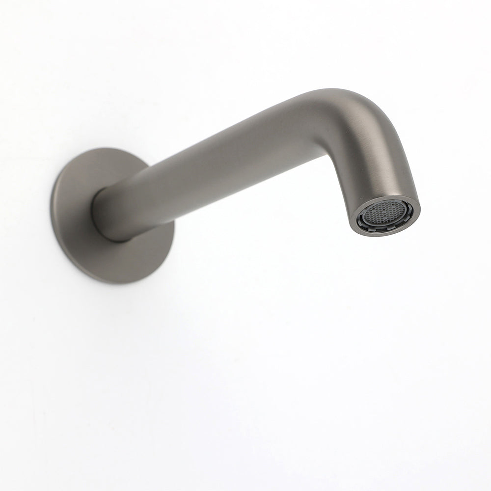 Gun Metal Grey Round Bathtub Spout Basin Curve Faucet Bubble Wall Mounted Outlet