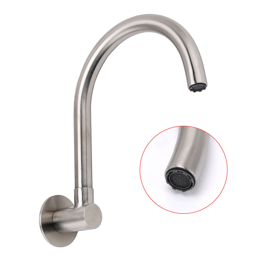 Brushed Nickel Round Gooseneck Arm Faucet Water Outlet Wall Mount Bathtub Spout