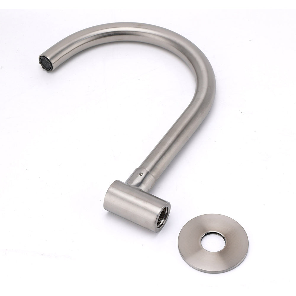 Brushed Nickel Round Gooseneck Arm Faucet Water Outlet Wall Mount Bathtub Spout