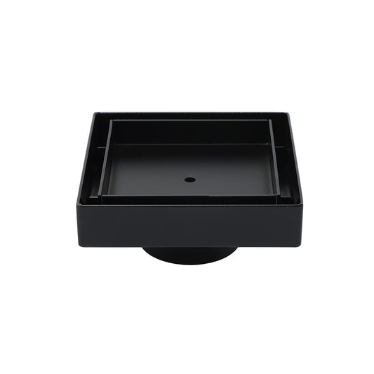WaterMark Matt Black 100x100mm Square Tile Insert Shower Grate Floor Drain 50mm Waste