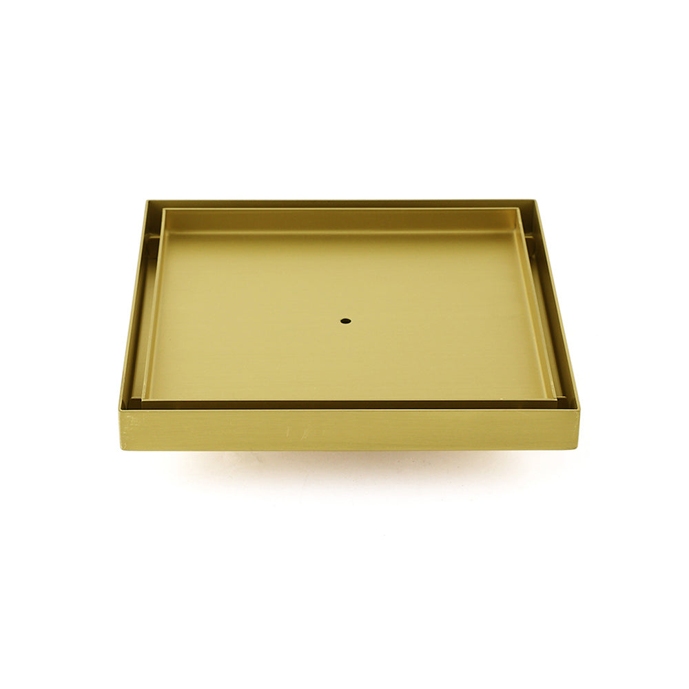 Brushed Gold Large 200mm Tile Insert Floor Drain Shower Grate 50mm Waste Outet