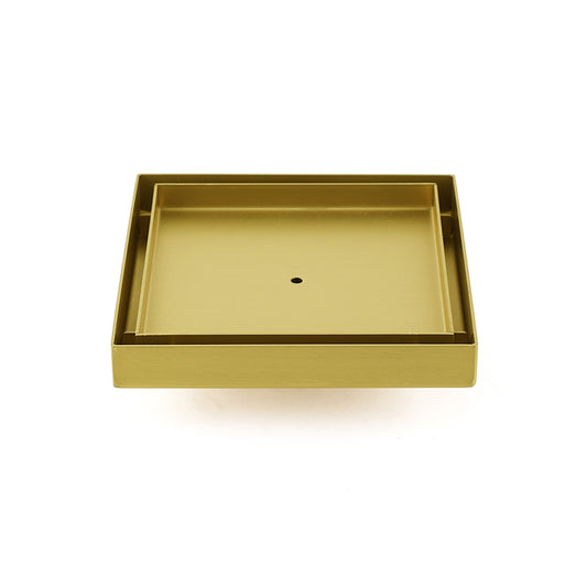 Brushed Gold Square 150x150mm Tile Insert Floor Drain Shower Grate 50mm Waste