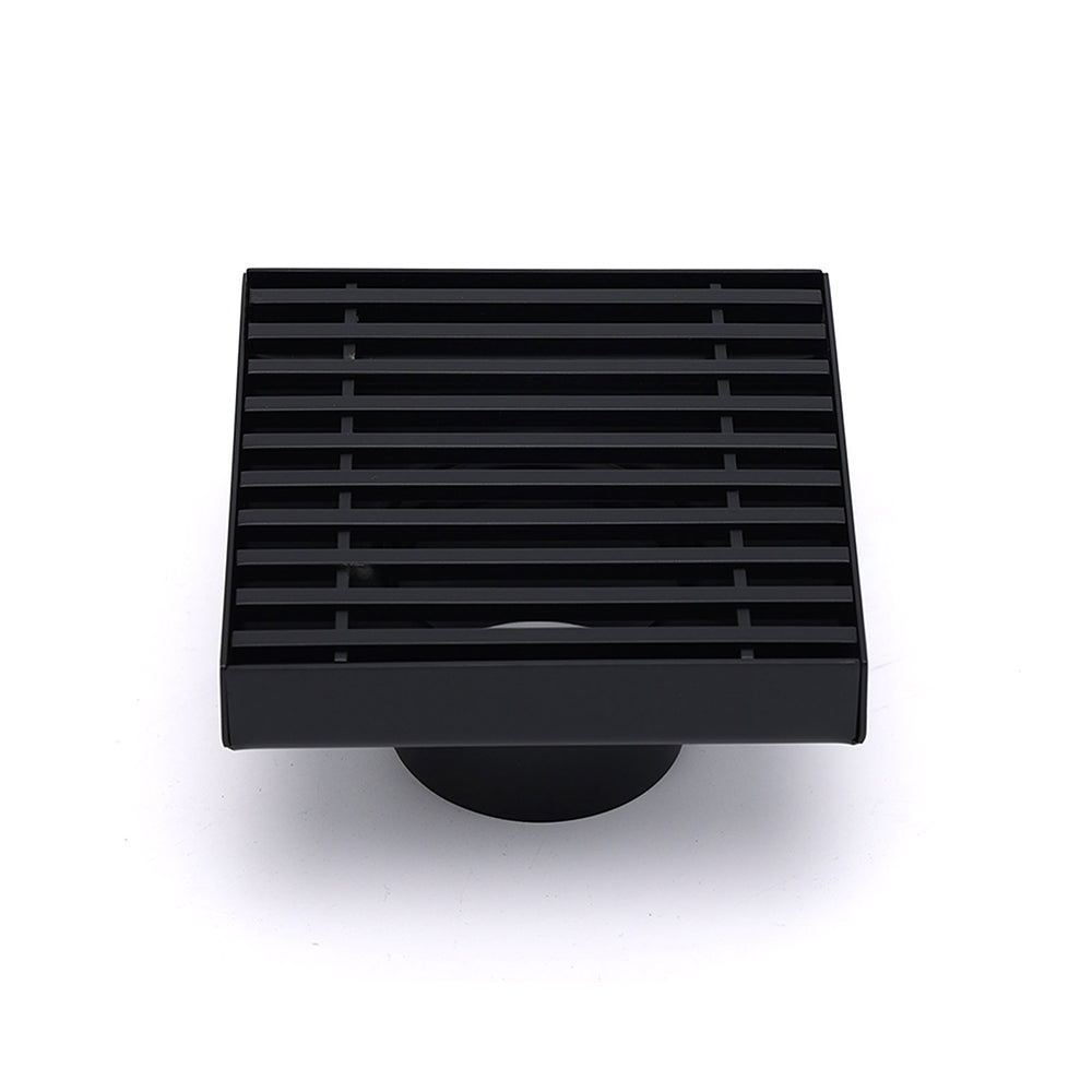 Matt Black 100mm Square Strip Fence Shower Grate Bathroom Floor Drain 50mm Waste