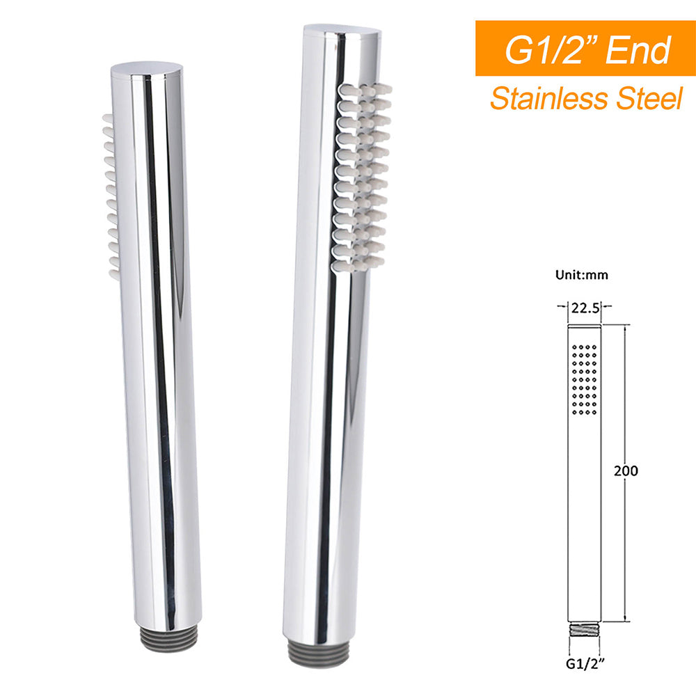 WELS Chrome Round 8" Stainless Steel Rain Head Stick Handheld Sliding Rail Arm Dual Shower Set