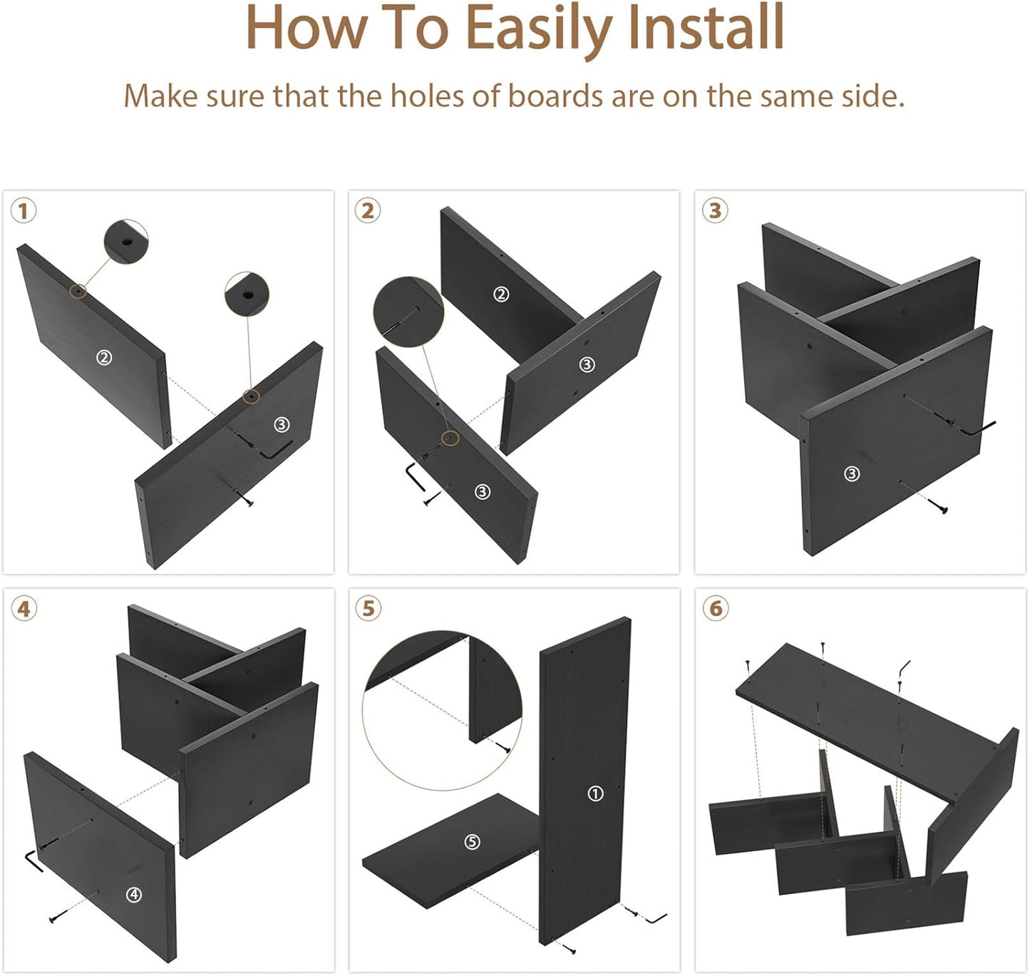 CARLA HOME 5-Tier Tree Bookshelf Storage Rack for Home Office or Bedroom (Black)