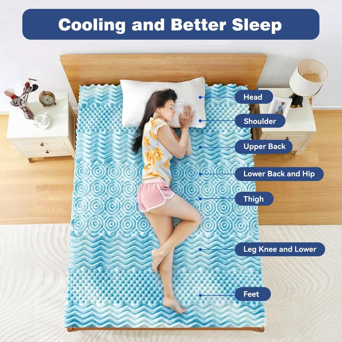 King Mattress Topper Memory Foam 7-Zone 8cm