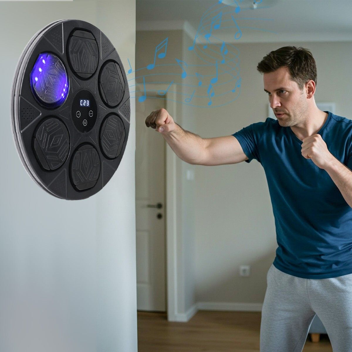 Bluetooth Smart Punching Bag Wall Pad 9 Speeds w/ Gloves