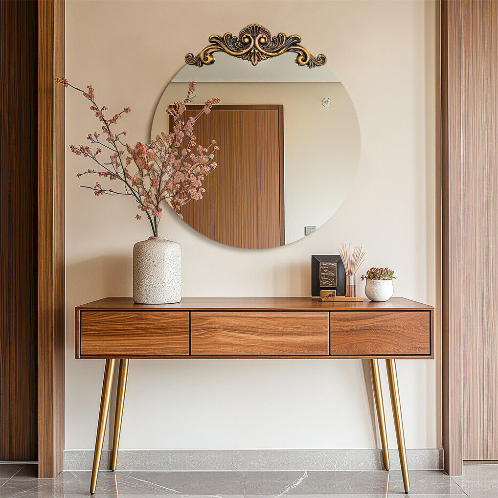 Baroque Antique Round Wall Mirror, Ornate D�cor, 90 x 94.5cm