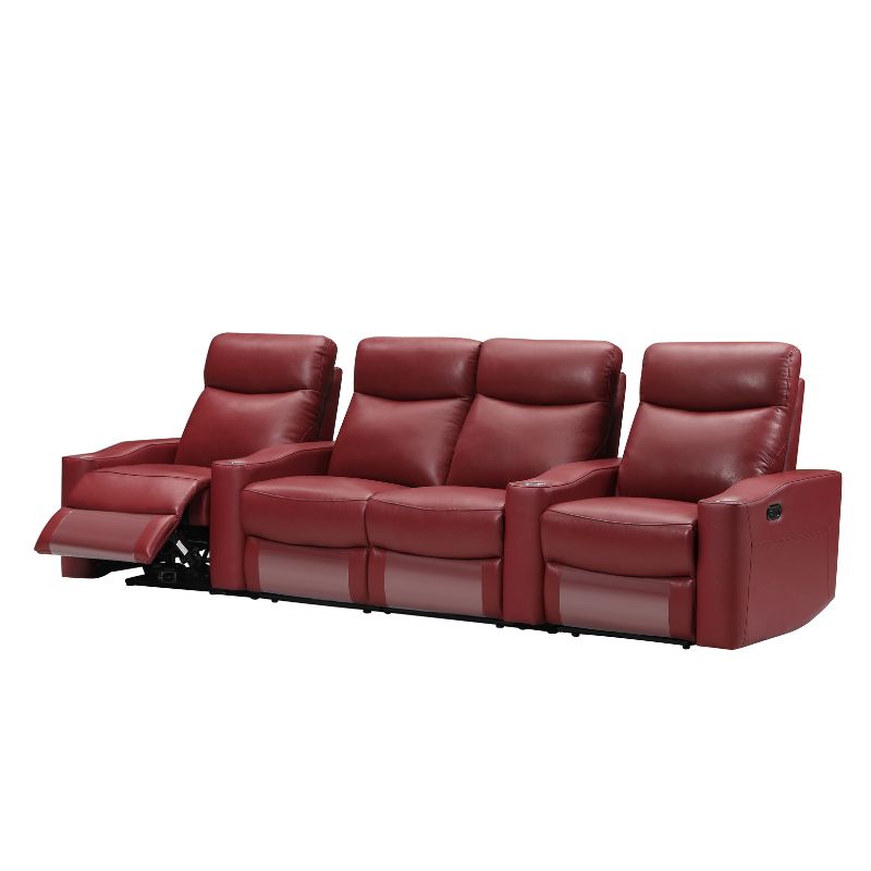 Chicago 4 Seat Home Theatre Genuine Leather Lounge with all Electric Recliners & 4 Cup Holders