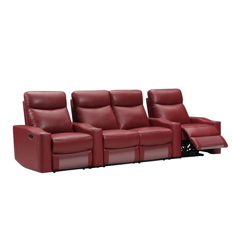 Chicago 4 Seat Home Theatre Genuine Leather Lounge with all Electric Recliners & 4 Cup Holders