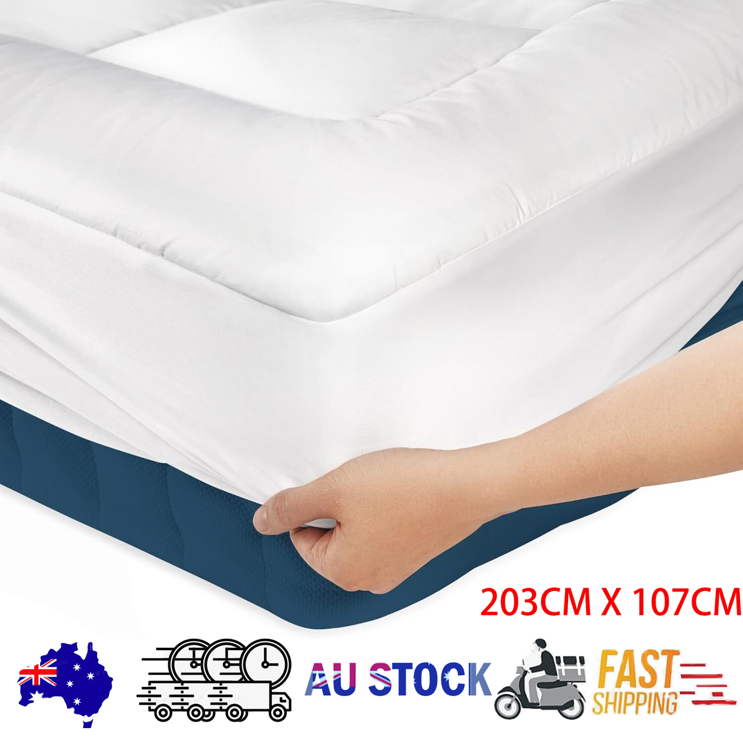 Luxury Mattress Topper Pillowtop Bedding Mat Pad Fitted Cover Underlay KING SINGLE
