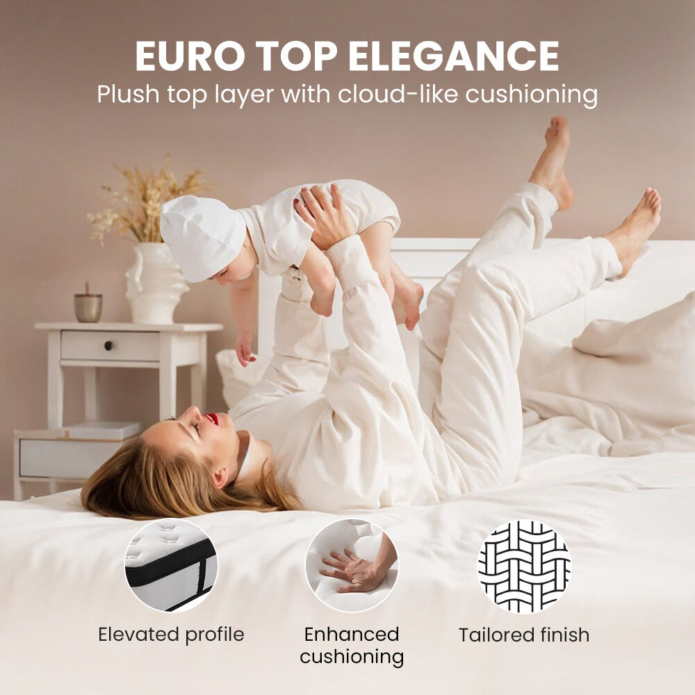 KINGSTON SLUMBER RelaxMax 31cm Double Mattress, Medium, Euro Top, 5-Zone, Pocket Spring, Knitted Fabric