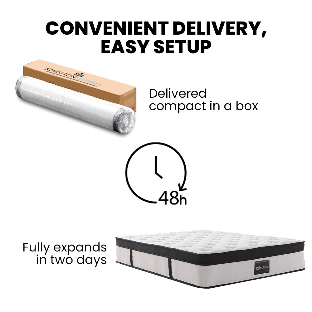 KINGSTON SLUMBER RelaxMax 31cm Double Mattress, Medium, Euro Top, 5-Zone, Pocket Spring, Knitted Fabric