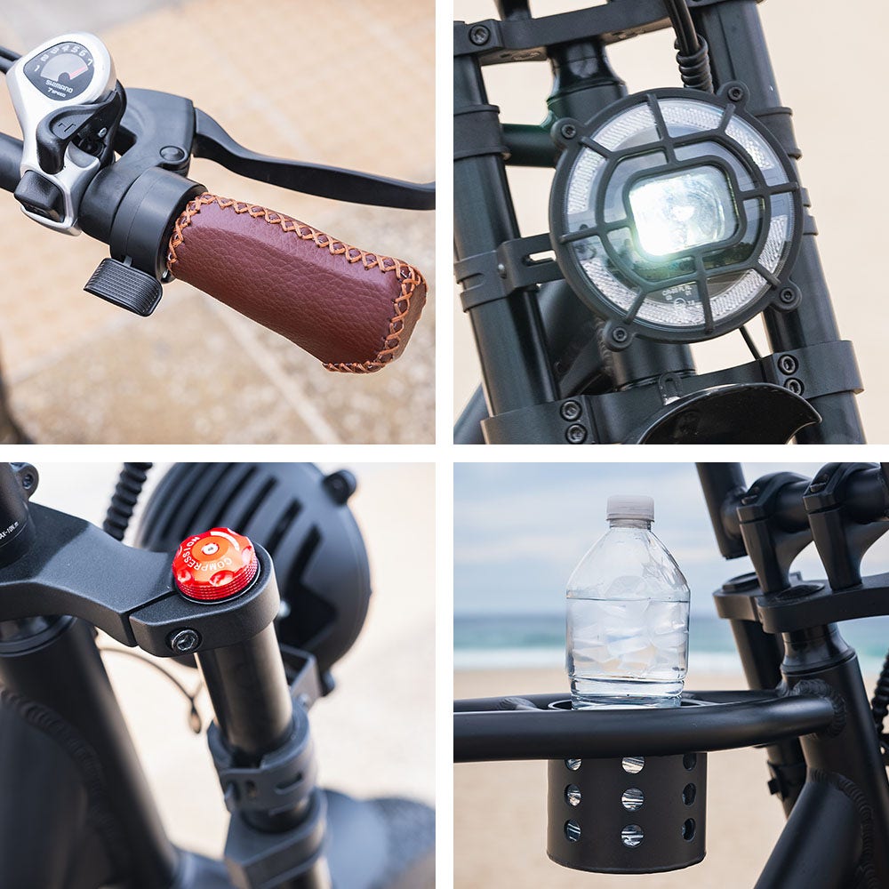 VALK Nomad Electric Fat Tyre Bike, 500W, 45km/hr, Throttle ebike, 20x4" Kenda Tyres, Shimano 7 spd, Suspension, Black