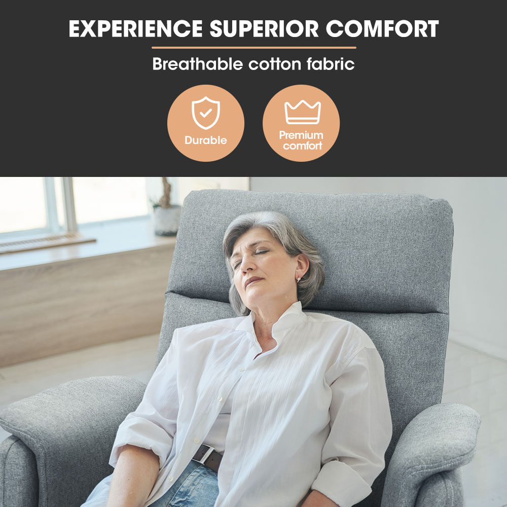 FORTIA Electric Armchair Recliner, Single Fabric Chair, Grey