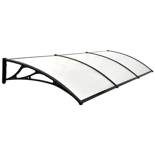 SHADE SHIELD 3x1m Aluminium Exterior Awning, Black DIY External UV Rain Protection Clear Polycarbonate Canopy Cover