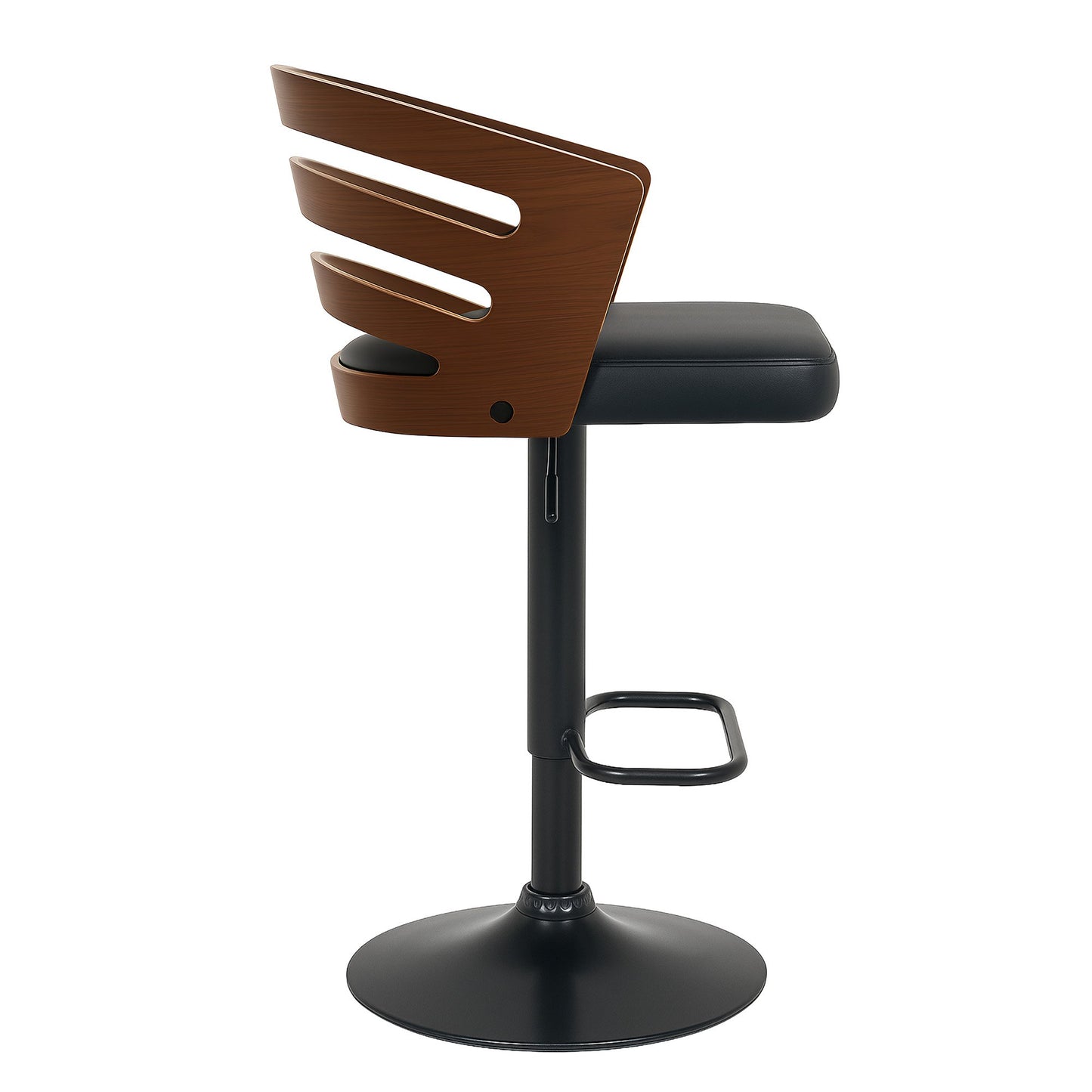 Sarantino Bentwood Walnut Barstool Leather Seat And Metal Base