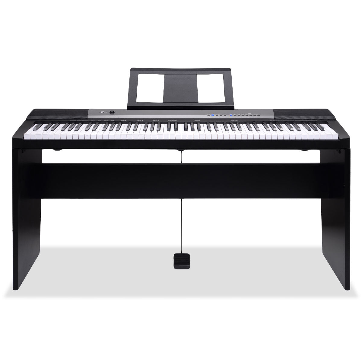 Karrera 88-Key Electronic Digital Keyboard Piano with Stand, Sheet Music Holder & 140 Timbres - Portable Black