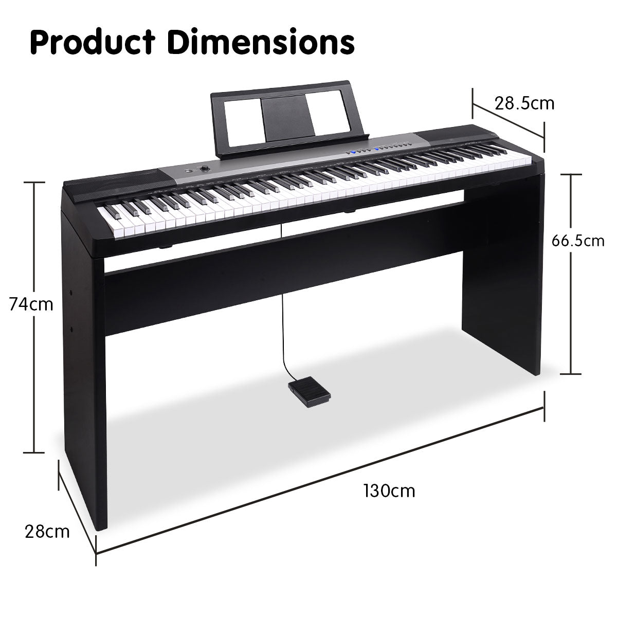 Karrera 88-Key Electronic Digital Keyboard Piano with Stand, Sheet Music Holder & 140 Timbres - Portable Black