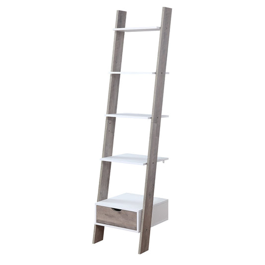 Sarantino Mira 5-tier Ladder Shelf In White And Grey Oak