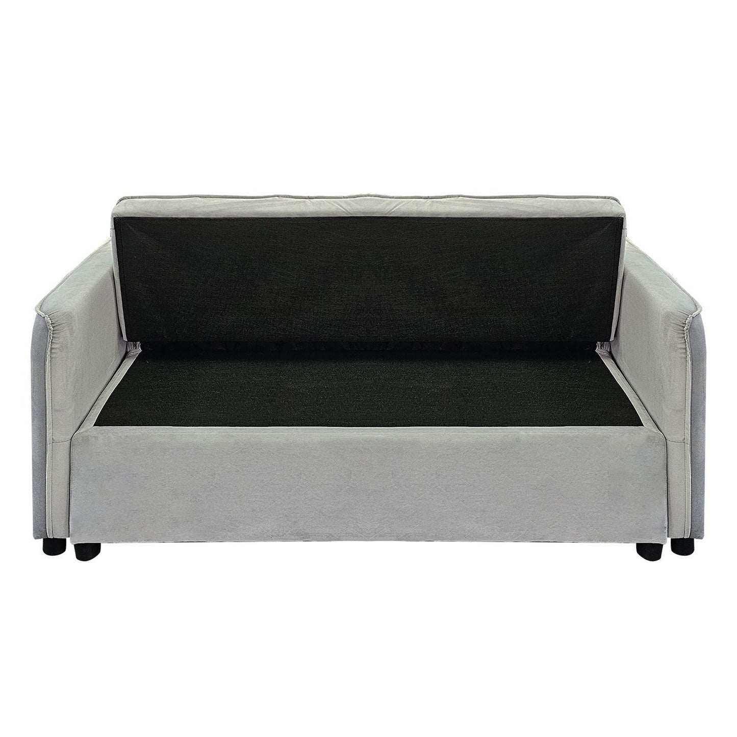 Sarantino Quincy 2-Seater Velvet Sofa Bed in Light Grey with Wooden Frame and Tufted Design