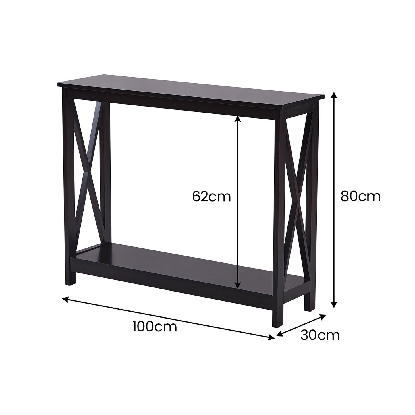 Sarantino Isla X-Frame Console Table in Black