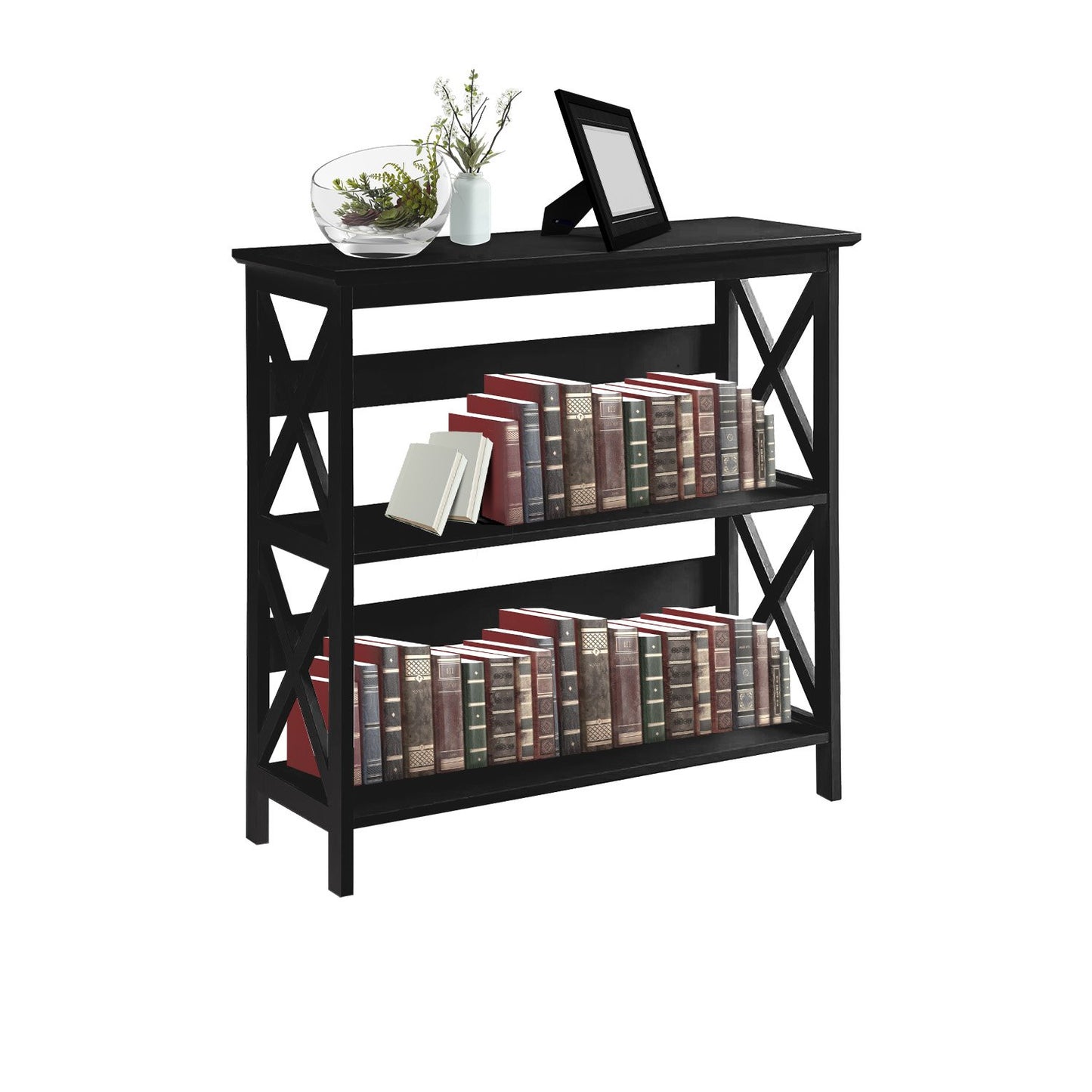 Sarantino Lucas 3-Tier Bookshelf Display Rack in Black