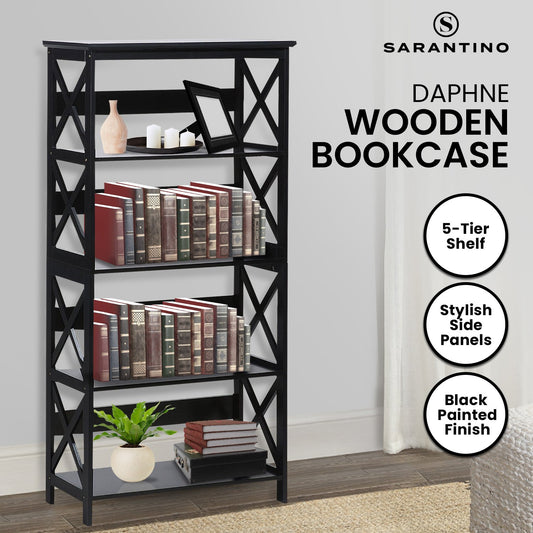 Sarantino Daphne 5-tier Cross Panel Bookshelf