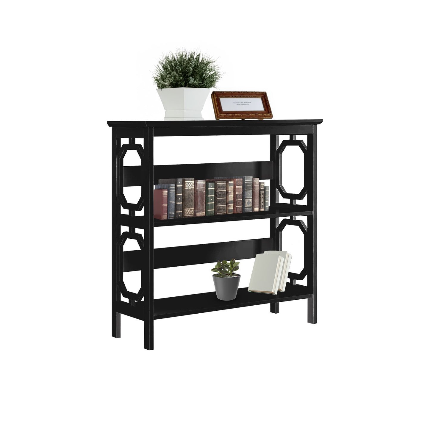Sarantino Laurel 3-Tier Bookshelf Display Rack in Black